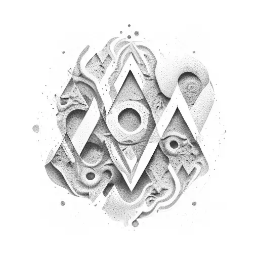 Create an abstract design featuring the words "Still Here" in a unique font that blends into the overall design. Use dif tattoo design idea