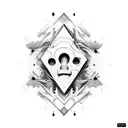 Create an abstract design featuring the words "Still Here" in a unique font that blends into the overall design. Use dif tattoo design idea