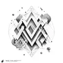 Create an abstract design featuring the words "Still Here" in a unique font that blends into the overall design. Use dif tattoo design idea