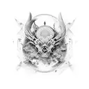 Create an abstract design featuring the words "Still Here" in a unique font that blends into the overall design. Use dif tattoo design idea