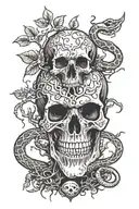 tree, snake, skull tattoo design idea