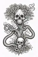 tree, snake, skull tattoo design idea