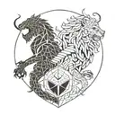 lion, scorpion, dragon intertwined tattoo design idea