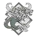 lion, scorpion, dragon intertwined tattoo design idea