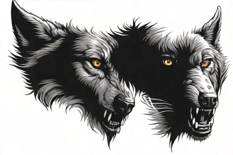 wolf head scars wounds tattoo design idea
