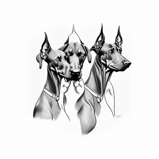 3 headed doberman half sleeve tattoo tattoo design idea