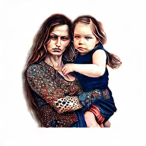 a mother and daughter tattoo design idea