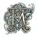 letters A M N letter together tattoo design idea