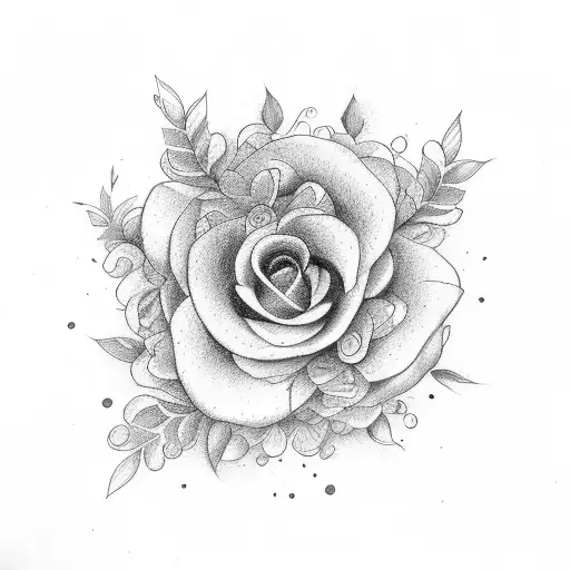 Combining drawing tools with floral elements tattoo design idea