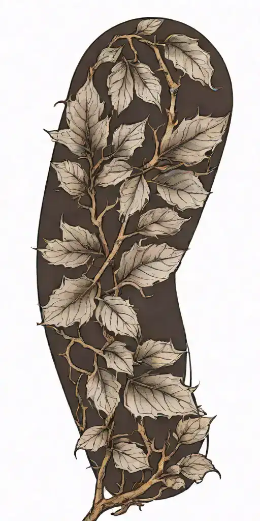 a branch with twigs and both fresh and withered leaves tattoo design idea