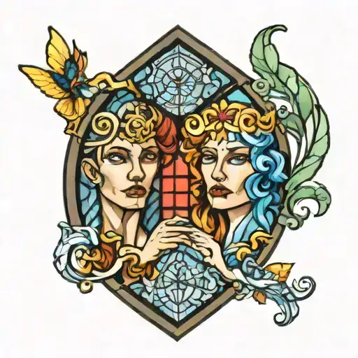 Faces in the stained glass say shhh tattoo design idea