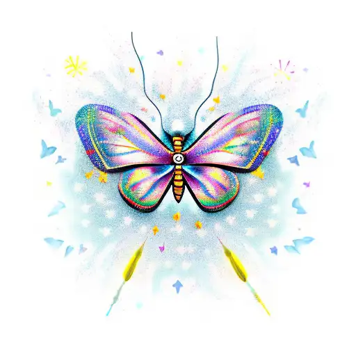 Butterfly with fireworks tattoo design idea
