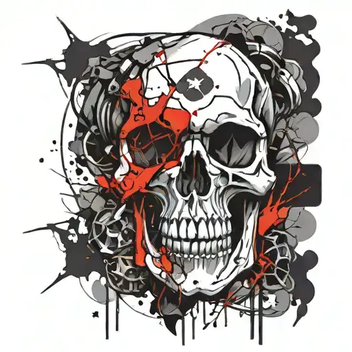 angry skull tattoo design idea