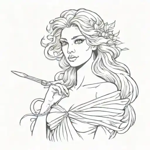 aphrodite with brush dashes on the background  tattoo design idea