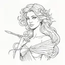 aphrodite with brush dashes on the background  tattoo design idea