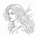 aphrodite with brush dashes on the background  tattoo design idea