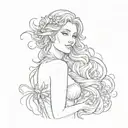 aphrodite with brush dashes on the background  tattoo design idea
