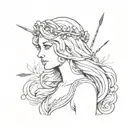 aphrodite with brush dashes on the background  tattoo design idea