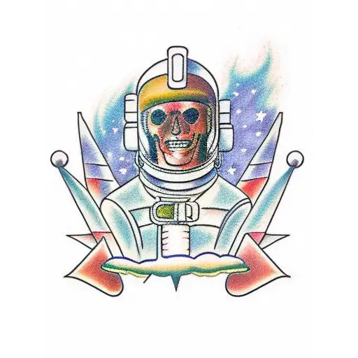space cowboy tattoo design idea