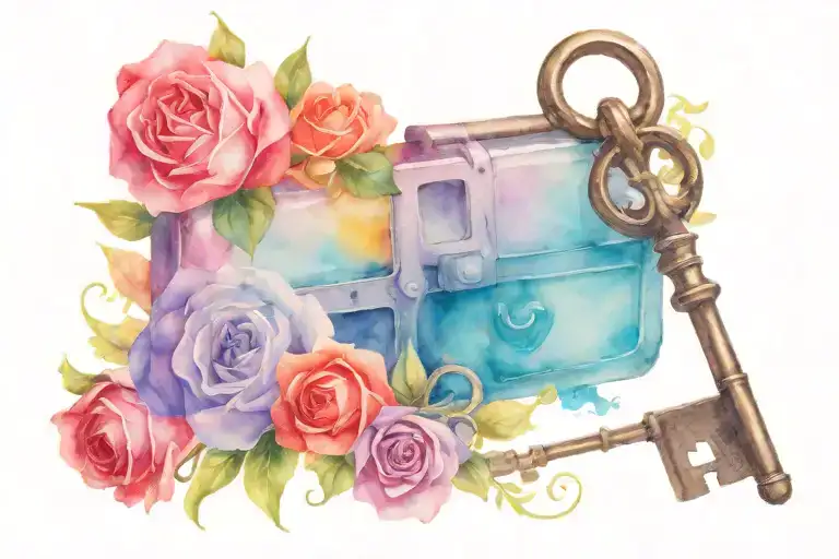 old fashioned key tattoo design idea