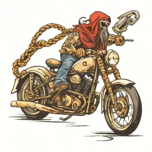 Motorcycle and road turning into a  Noose  tattoo design idea