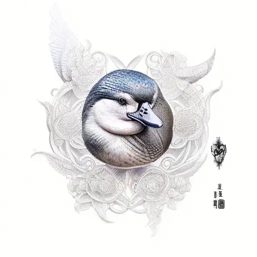 pato com cifrao para mao tattoo design idea