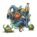 wizard drunk off mana potions  tattoo design idea