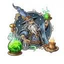 wizard drunk off mana potions  tattoo design idea