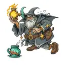 wizard drunk off mana potions  tattoo design idea