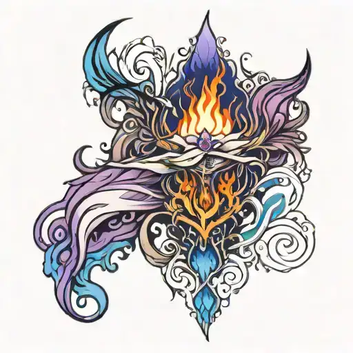 blue to purple flame tattoo design idea