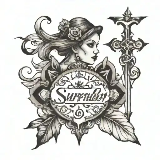 I surrender word faith tattoo design idea