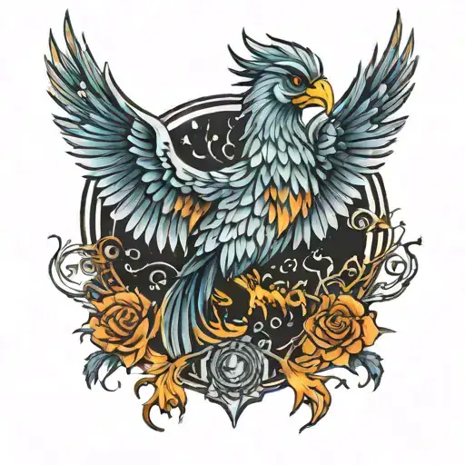 Phoenix in harry potter art style tattoo design idea