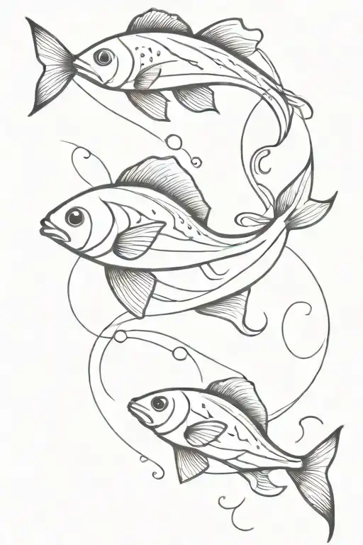 pisces fish with smoke lines tattoo design idea