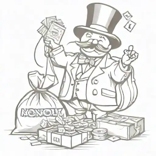 monopoly man money bag tattoo design idea