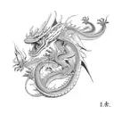 Basilisk dragon with a shogun tattoo design idea