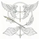 bow with arrow, combined with angel wings tattoo design idea