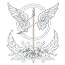 bow with arrow, combined with angel wings tattoo design idea