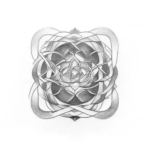 A geometric representation of the Fibonacci sequence intertwined with elements of nature tattoo design idea