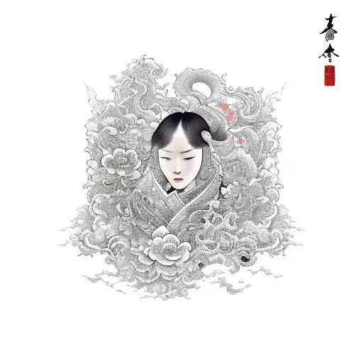 Cathedral, romanticism, Florence, waves, wind, flowers tattoo design idea