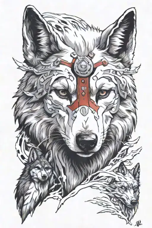 princess mononoke moviewith the wolf tattoo design idea