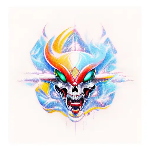 A fierce and colorful new-school design featuring a FA18E super hornet in action tattoo design idea