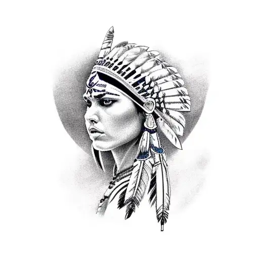 atlanta braves with female indian head  tattoo design idea