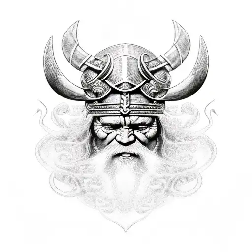viking with axe tattoo design idea