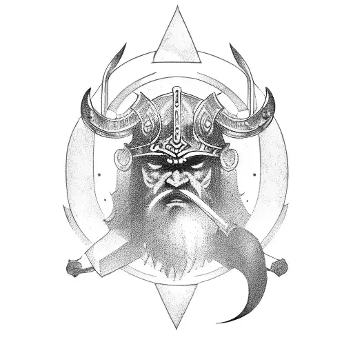 viking with axe tattoo design idea