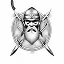 viking with axe tattoo design idea