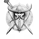 viking with axe tattoo design idea