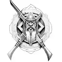 viking with axe tattoo design idea