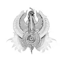 quetzalcoatl design with aztec statue style tattoo design idea