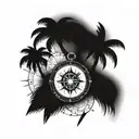 Palm Tree compass tattoo design idea