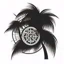 Palm Tree compass tattoo design idea